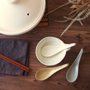 リゾットスプーンアースカラー3色レンゲれんげスープラーメンオシャレおしゃれホワイト白ベージュグレーブラウン茶ナチュラルおしゃれかわいい日本製陶器磁器薄い軽いすくいやすい