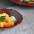 お皿茜縅14cm浅ボウル赤赤い皿朱色茶色洋食器中皿皿洋食レストランおしゃれオシャレ食洗機対応食器業務用イタリアンフレンチディナー皿おうち時間お皿