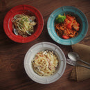 ラフィネ21.5cmスープ＆パスタ皿スモークホワイト/アンティークブルー/ヴィンテージレッドスープ皿パスタ皿皿お皿食器レトロアンティーク白青赤水色おしゃれビンテージランチカフェかっこいい高級パスタ皿古めかしい