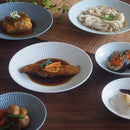 和食器深皿21cmさざなみ白/青白/ブルーグレー食器煮魚そうめん涼しげ爽やかおしゃれオシャレかわいい美濃焼