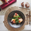 クリスマスお皿24cm金結晶高台とちり8寸深皿ゴールドブロンズ洋食和食ディナーレストラン丸