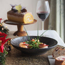 クリスマスお皿24cm金結晶高台とちり8寸深皿ゴールドブロンズ洋食和食ディナーレストラン丸
