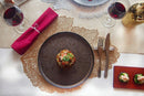 クリスマスお皿26.5cm金結晶とちり切立プレートゴールドブロンズキラキラ洋食和食ディナーレストラン丸ディナー皿前菜皿ディナープレート