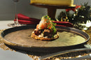 クリスマスお皿26.5cm金結晶とちり切立プレートゴールドブロンズキラキラ洋食和食ディナーレストラン丸ディナー皿前菜皿ディナープレート