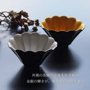 菊型11cm楕円鉢小鉢鉢菊花型ゴールド金シルバー銀ブラック黒オシャレおしゃれかっこいい和食料亭高級感美濃焼日本製