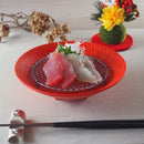向付赤とちり刺身鉢丸皿中鉢煮物鉢食器和食器和風割烹刺身和食日本料理平鉢小鉢高台おしゃれ高級