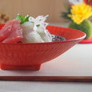 向付赤とちり刺身鉢丸皿中鉢煮物鉢食器和食器和風割烹刺身和食日本料理平鉢小鉢高台おしゃれ高級