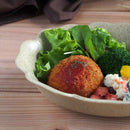 HANAオーバルボウル21cm鉢ボウル深鉢深皿オーバル楕円花型花華はなベージュ織部緑色緑グリーン黄色黄イエロー白ホワイトカレーシチューおしゃれかわいい可愛い日本製