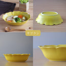 HANAオーバルボウル21cm鉢ボウル深鉢深皿オーバル楕円花型花華はなベージュ織部緑色緑グリーン黄色黄イエロー白ホワイトカレーシチューおしゃれかわいい可愛い日本製