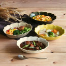 HANAオーバルボウル21cm鉢ボウル深鉢深皿オーバル楕円花型花華はなベージュ織部緑色緑グリーン黄色黄イエロー白ホワイトカレーシチューおしゃれかわいい可愛い日本製