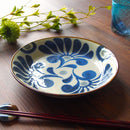 やちむん風デイゴの花22cmカレー皿プレート皿お皿チャンプルー皿器カレーチャンプルー青藍ブルー茶色ブラウンおしゃれオシャレ食洗機対応食器和食器業務用沖縄琉球デイゴ花かりゆし縁起物華やか賑やかインスタ映え美濃焼