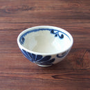 やちむん風デイゴの花茶碗お茶碗ちゃわんおちゃわん飯碗器青藍ブルー茶色ブラウンおしゃれオシャレ食洗機対応食器和食器業務用沖縄琉球デイゴ花かりゆし縁起物華やか賑やかインスタ映え美濃焼