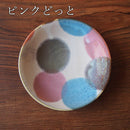 やちむん風 ドット 小皿 13.5cm 琉球どっと ピンクどっと/ブルーどっと/染付白ヌキ丸紋
