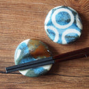 やちむん風はしおき琉球どっとピンク/ブルー/白丸箸置きハシオキ和食器沖縄おしゃれオシャレかわいい美濃焼