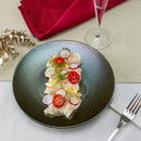 クリスマスクリスタル22cmプレートブルーレッドディナー皿キラキラメイン皿お皿高級感丸皿食器青緑赤グレーおしゃれオシャレハイセンスラメ窯変かっこいいレストランフレンチイタリアン結婚式パーティーコース料理
