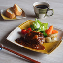 角皿市松22cm黄白大正角皿スクエアいちまつイチマツ黄色イエローおかず皿そば皿焼きそばとんかつハンバーグコロッケおうち時間