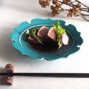 碧?ao?18.5cm桔梗切込丸皿トルコブルー青ブルー碧釉青釉マット取り皿小分け皿刺身盛り皿食器業務用インスタ映え和食割烹レストラン日本製