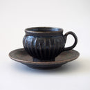 黒釉彫コーヒーC/S信楽焼へちもんコーヒーカップカップコーヒー黒黒色ブラックブロンズ信楽アンティークおしゃれオシャレ喫茶店喫茶カフェ