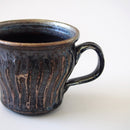 黒釉彫マグカップ信楽焼へちもんマグカップコーヒー紅茶お茶黒黒色ブラックブロンズ信楽アンティークおしゃれオシャレ喫茶店喫茶カフェ
