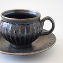 黒釉彫コーヒーC/S信楽焼へちもんコーヒーカップカップコーヒー黒黒色ブラックブロンズ信楽アンティークおしゃれオシャレ喫茶店喫茶カフェ