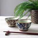 やちむん風琉球唐草くらわんか3.6寸飯碗小るり/サビ茶碗お茶碗おちゃわん器おしゃれオシャレ食洗機対応食器業務用沖縄やちむん琉球インスタ映え