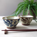 やちむん風琉球唐草くらわんか4.0寸飯碗大るり/サビ茶碗お茶碗おちゃわん器おしゃれオシャレ食洗機対応食器業務用沖縄やちむん琉球インスタ映え