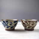 やちむん風琉球唐草くらわんか4.0寸飯碗大るり/サビ茶碗お茶碗おちゃわん器おしゃれオシャレ食洗機対応食器業務用沖縄やちむん琉球インスタ映え