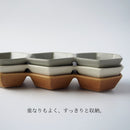 六角三連豆鉢アースカラー20.5cm三連小鉢小付珍味珍味入れ薬味薬味入れグレーブラウン茶ホワイト白ベージュナチュラルおしゃれかわいい日本製