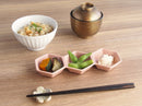 六角三連豆鉢アースカラー20.5cm三連小鉢小付珍味珍味入れ薬味薬味入れグレーブラウン茶ホワイト白ベージュナチュラルおしゃれかわいい日本製