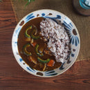 やちむん風カレー皿9吋深皿琉球てぃーだ和風軽量盛鉢沖縄南国かりゆしゴーヤチャンプル&mdash;ゴーヤカレー和食器オシャレ賑やかおしゃれプレート安い食器鉢お皿美濃焼