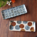 やちむん風ドットさんま皿ブルー/白丸長角皿長皿サンマ皿さんま沖縄サラダ皿器和食器食器どっと青白長い皿おしゃれオシャレ食洗機対応食器和風インスタ映え