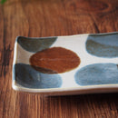 やちむん風ドットさんま皿ブルー/白丸長角皿長皿サンマ皿さんま沖縄サラダ皿器和食器食器どっと青白長い皿おしゃれオシャレ食洗機対応食器和風インスタ映え