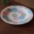 やちむん風大皿28cm琉球どっとピンク/ブルー/白丸尺皿盛り皿プレート皿和食器沖縄おしゃれオシャレかわいい美濃焼ラージプレート