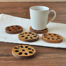 【5個セット】【送料無料】【ネコポス】コースター木製れんこん8cm蓮根縁起物木ウッドチークチーク材ブラウン茶色カフェナチュラルオーガニックかわいいおしゃれモダン