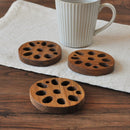 【3個セット】【送料無料】【ネコポス】コースター木製れんこん8cm蓮根縁起物木ウッドチークチーク材ブラウン茶色カフェナチュラルオーガニックかわいいおしゃれモダン