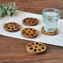 【5個セット】【送料無料】【ネコポス】コースター木製れんこん8cm蓮根縁起物木ウッドチークチーク材ブラウン茶色カフェナチュラルオーガニックかわいいおしゃれモダン