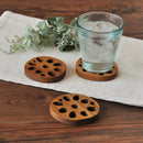 【3個セット】【送料無料】【ネコポス】コースター木製れんこん8cm蓮根縁起物木ウッドチークチーク材ブラウン茶色カフェナチュラルオーガニックかわいいおしゃれモダン