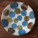 やちむん風 ドット 大皿 28cm 琉球どっと ピンクどっと/ブルーどっと/染付白ヌキ丸紋