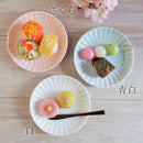 かすみ 丸皿 14.5cm 和食器 菊型  取り皿 白 青白 さくら