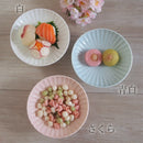 かすみ 高台 デザート 和食器 菊型 白 青白 さくら