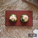 飛白 墨縅 茜縅 平 長角皿 17cm