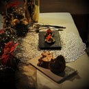 飛白 墨縅 茜縅 平 長角皿 17cm