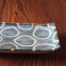 やちむん風 琉球 どっと さんま皿 ブルーどっと/染付白ヌキ丸紋