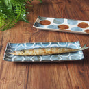 やちむん風 琉球 どっと さんま皿 ブルーどっと/染付白ヌキ丸紋