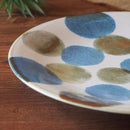 やちむん風 ドット 大皿 28cm 琉球どっと ピンクどっと/ブルーどっと/染付白ヌキ丸紋