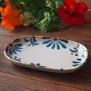 やちむん風 18cm焼物皿 小判皿  6寸 琉球てぃーだ