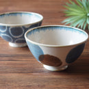 やちむん風 ドット 茶碗 琉球どっと ブルーどっと/染付白ヌキ丸紋