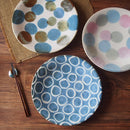 やちむん風 ドット 大皿 28cm 琉球どっと ピンクどっと/ブルーどっと/染付白ヌキ丸紋