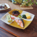 角皿 ずらし 市松 22cm 黄白 大