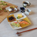 角皿 ずらし 市松 22cm 黄白 大